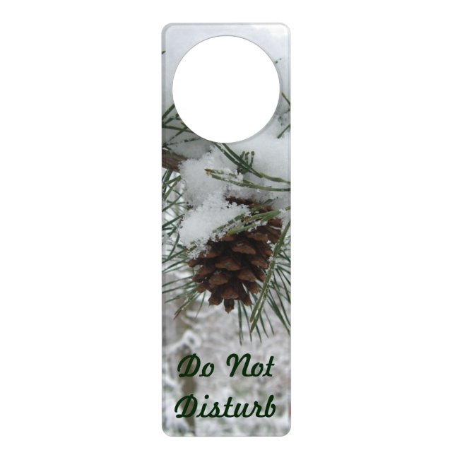 Snowy Pine Branch Winter Nature Photography Door Hanger (Front)