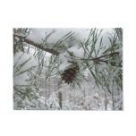 Snowy Pine Branch Winter Nature Photography Doormat