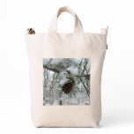 Snowy Pine Branch Winter Nature Photography Duck Bag