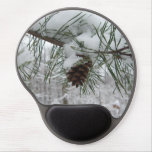 Snowy Pine Branch Winter Nature Photography Gel Mouse Pad