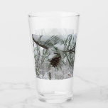 Snowy Pine Branch Winter Nature Photography Glass