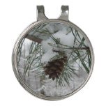 Snowy Pine Branch Winter Nature Photography Golf Hat Clip