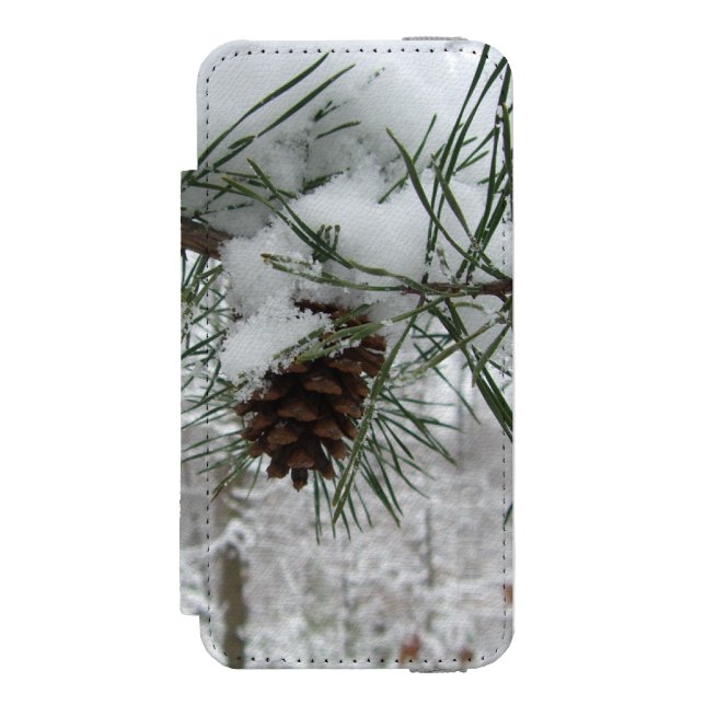 Snowy Pine Branch Winter Nature Photography Incipio iPhone Wallet Case (Folio Front)