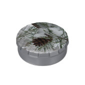 Snowy Pine Branch Winter Nature Photography Jelly Belly Tin (Side)