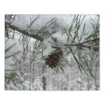 Snowy Pine Branch Winter Nature Photography Jigsaw Puzzle