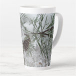 Snowy Pine Branch Winter Nature Photography Latte Mug