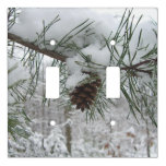 Snowy Pine Branch Winter Nature Photography Light Switch Cover