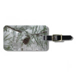 Snowy Pine Branch Winter Nature Photography Luggage Tag