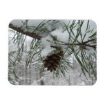 Snowy Pine Branch Winter Nature Photography Magnet