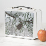Snowy Pine Branch Winter Nature Photography Metal Lunch Box