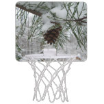 Snowy Pine Branch Winter Nature Photography Mini Basketball Hoop
