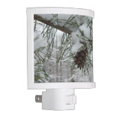 Snowy Pine Branch Winter Nature Photography Night Light (Right)