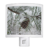 Snowy Pine Branch Winter Nature Photography Night Light (Front)