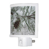 Snowy Pine Branch Winter Nature Photography Night Light (Left)
