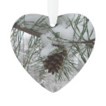 Snowy Pine Branch Winter Nature Photography Ornament