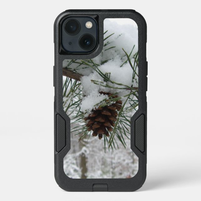 Snowy Pine Branch Winter Nature Photography Otterbox iPhone Case (Back)