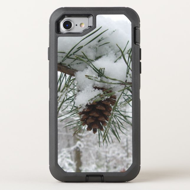 Snowy Pine Branch Winter Nature Photography Otterbox iPhone Case (Back)