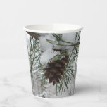 Snowy Pine Branch Winter Nature Photography Paper Cups