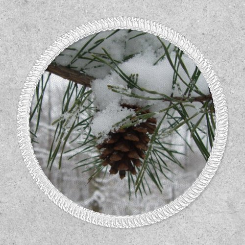 Snowy Pine Branch Winter Nature Photography Patch