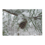 Snowy Pine Branch Winter Nature Photography Placemat