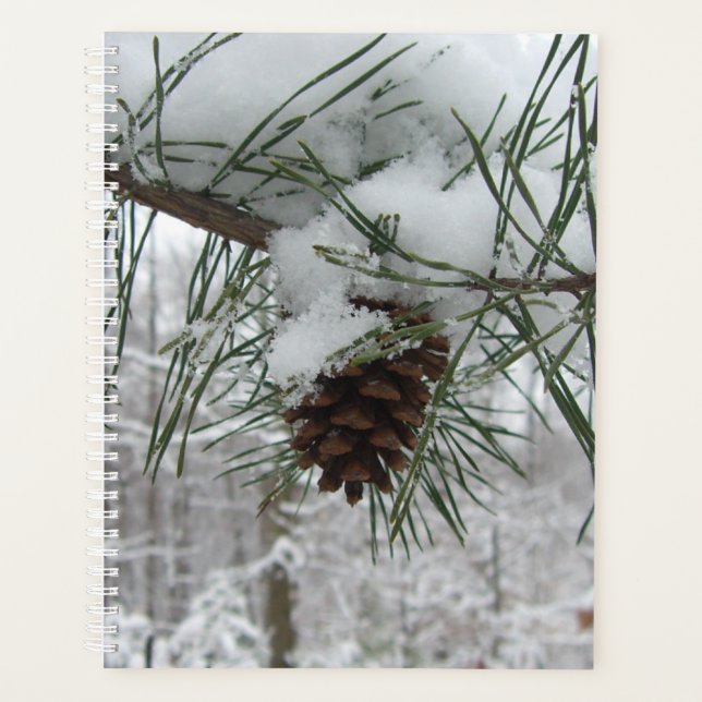 Snowy Pine Branch Winter Nature Photography Planner (Front)
