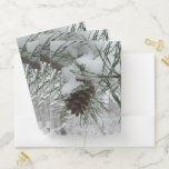 Snowy Pine Branch Winter Nature Photography Pocket Folder