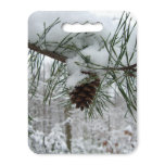 Snowy Pine Branch Winter Nature Photography Seat Cushion