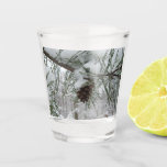 Snowy Pine Branch Winter Nature Photography Shot Glass
