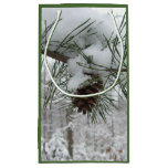 Snowy Pine Branch Winter Nature Photography Small Gift Bag