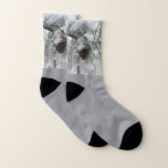 Snowy Pine Branch Winter Nature Photography Socks