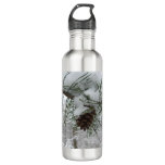 Snowy Pine Branch Winter Nature Photography Stainless Steel Water Bottle