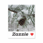 Snowy Pine Branch Winter Nature Photography Sticker
