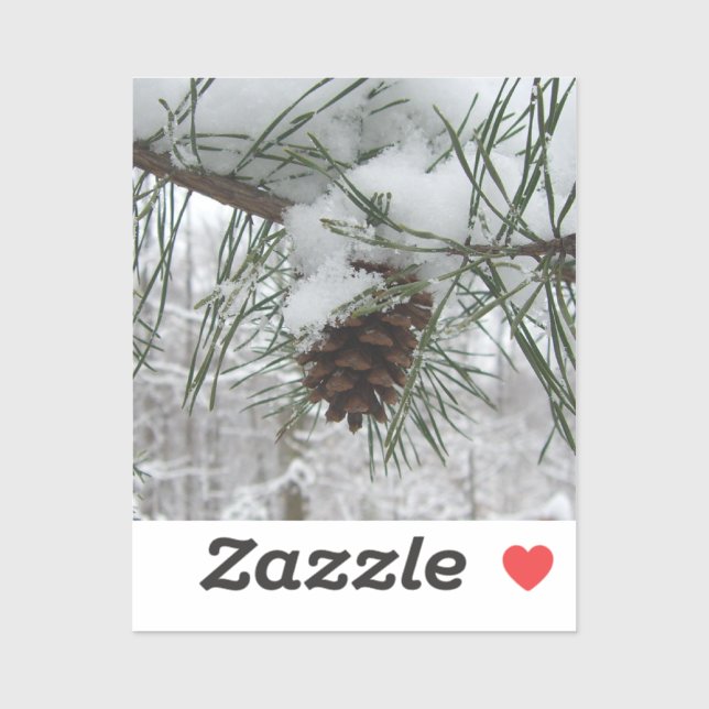 Snowy Pine Branch Winter Nature Photography Sticker (Sheet)