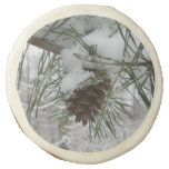 Snowy Pine Branch Winter Nature Photography Sugar Cookie