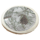 Snowy Pine Branch Winter Nature Photography Sugar Cookie (Angled)