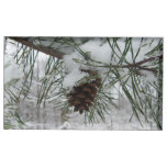 Snowy Pine Branch Winter Nature Photography Table Card Holder