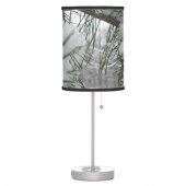 Snowy Pine Branch Winter Nature Photography Table Lamp (Left)