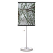 Snowy Pine Branch Winter Nature Photography Table Lamp (Right)