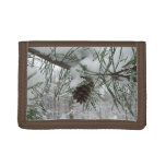 Snowy Pine Branch Winter Nature Photography Trifold Wallet