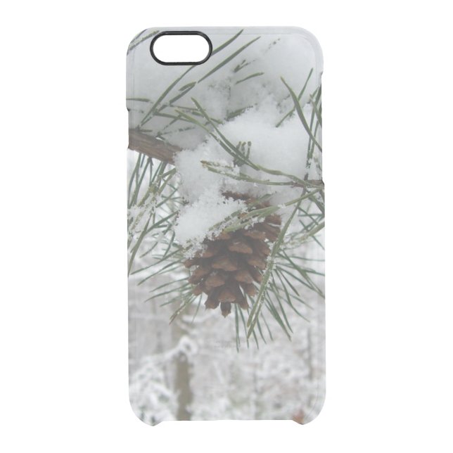 Snowy Pine Branch Winter Nature Photography Uncommon iPhone Case (Back)