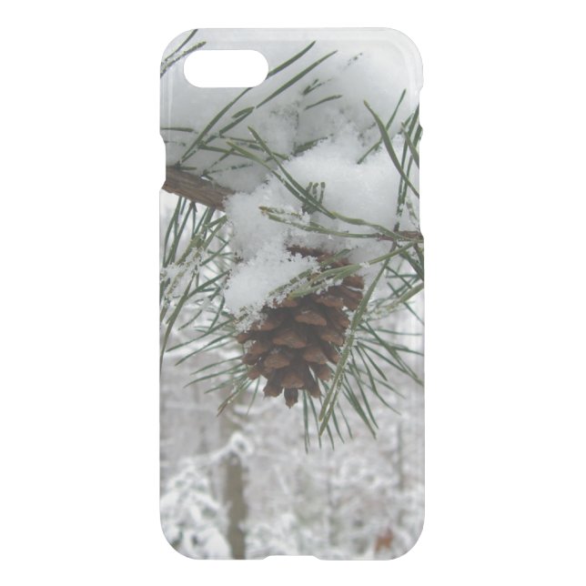 Snowy Pine Branch Winter Nature Photography Uncommon iPhone Case (Back)