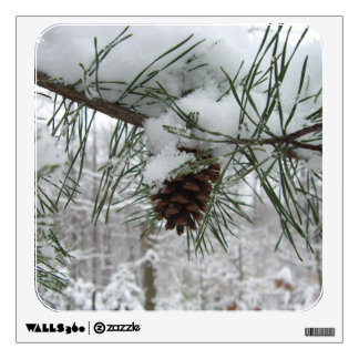 Snowy Pine Branch Winter Nature Photography Wall Decal