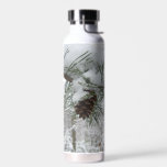 Snowy Pine Branch Winter Nature Photography Water Bottle