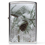 Snowy Pine Branch Winter Nature Photography Zippo Lighter