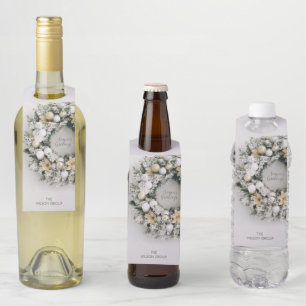 Snowy Pine Christmas Wreath Bottle Hanger Tag