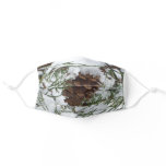 Snowy Pine Cone I Winter Nature Photography Adult Cloth Face Mask