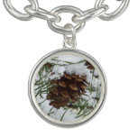 Snowy Pine Cone I Winter Nature Photography Bracelet