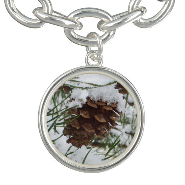 Snowy Pine Cone I Winter Nature Photography Bracelet (Design)