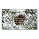 Snowy Pine Cone I Winter Nature Photography Business Card Magnet