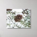 Snowy Pine Cone I Winter Nature Photography Canvas Print